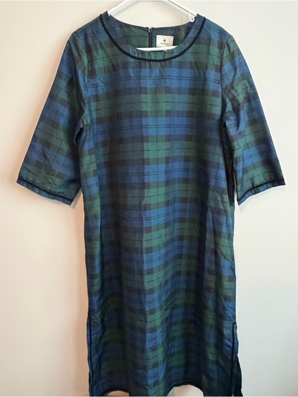 Tuckernuck Jamie Blackwatch Plaid Midi Dress XXL Velvet Trim Preppy Chic